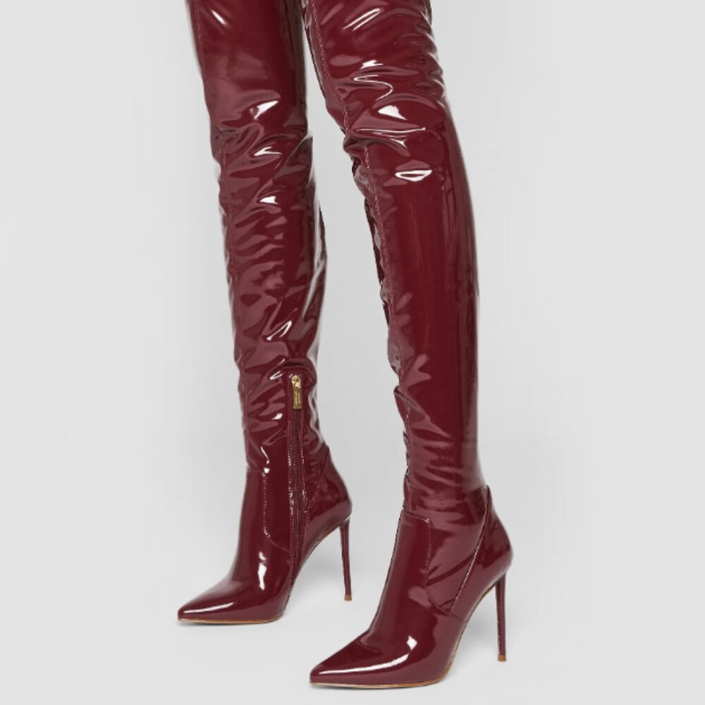 Steve Madden Size 9 Maroon Faux Leather Stiletto Boots